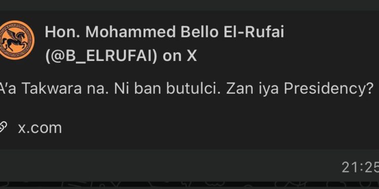 Hon. Bello El-Rufai Declares Intention to Run for President in Deleted Tweet